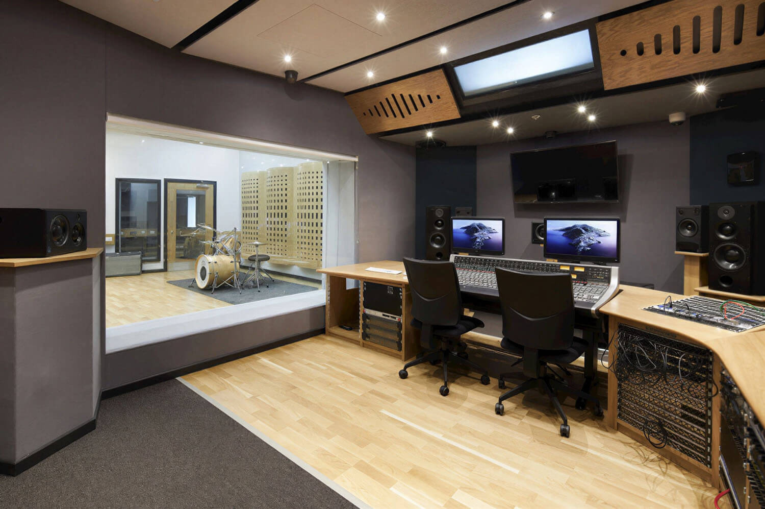 A music recording studio at Leeds School of Arts, services concealed to hold the acoustics.